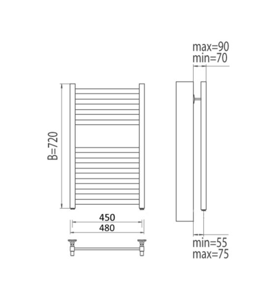 Полотенцесушитель электрический Terminus Грета П10 450x720