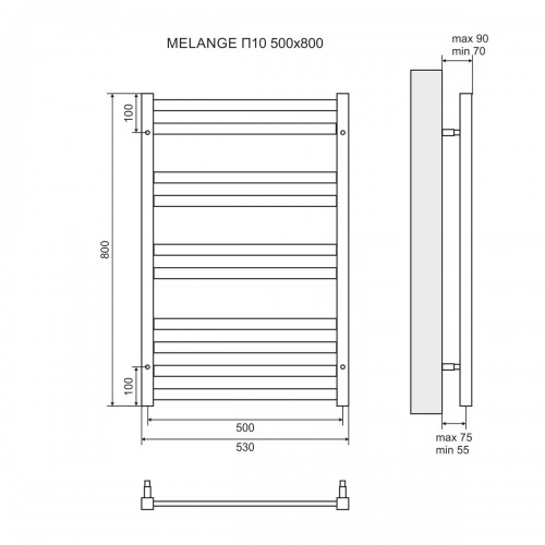 Полотенцесушитель электрический Lemark Melange П10 500x800 белый матовый (LM49810EW)