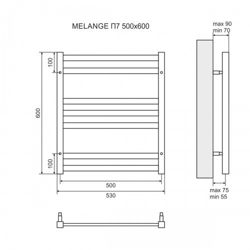 Полотенцесушитель электрический Lemark Melange П7 500x600 хром (LM49607E)