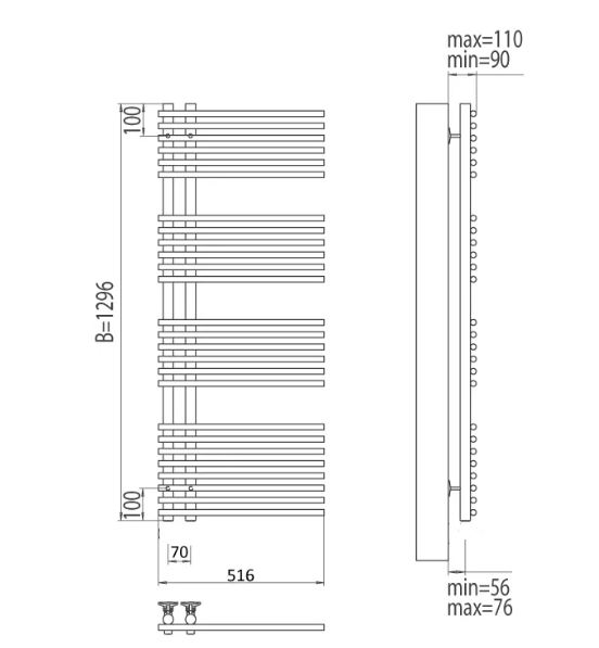 Полотенцесушитель электрический Terminus Астра П26 500x1296