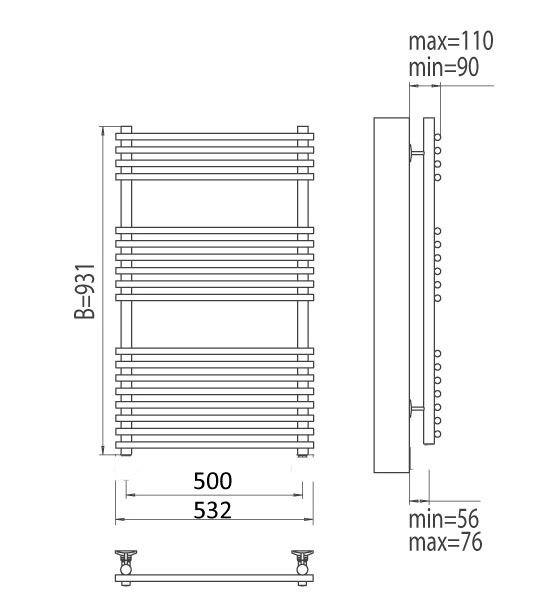 Полотенцесушитель электрический Terminus Ватра П18 500x931