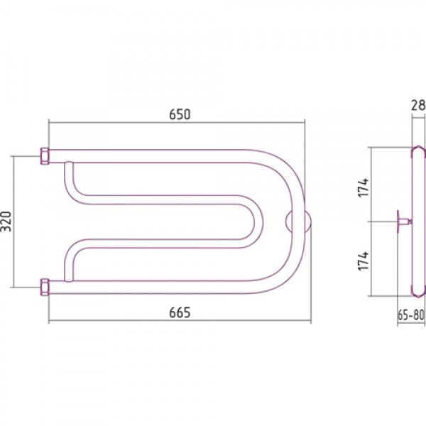 Полотенцесушитель водяной Сунержа Гусли 320x650 (00-0009-3265)