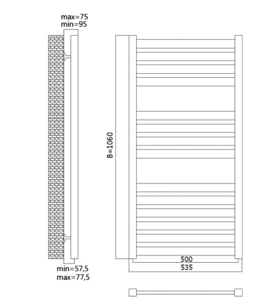 Полотенцесушитель электрический Terminus Грета П14 500x1060