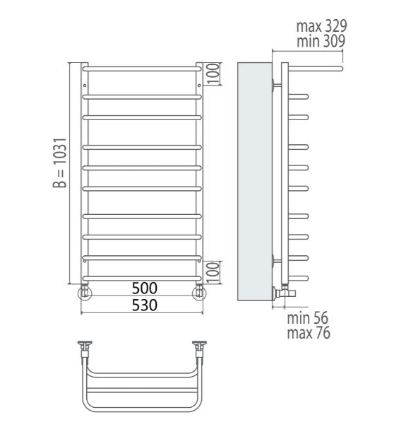 Полотенцесушитель электрический Terminus Арктур с полкой П10 500x1031