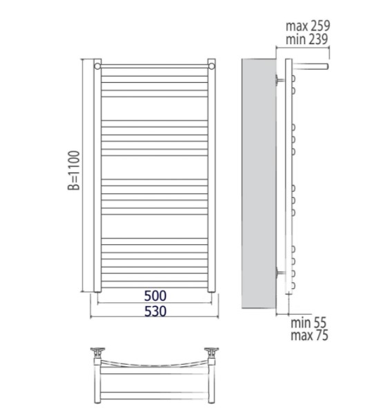 Полотенцесушитель электрический Terminus Енисей с полкой П13 500x1100