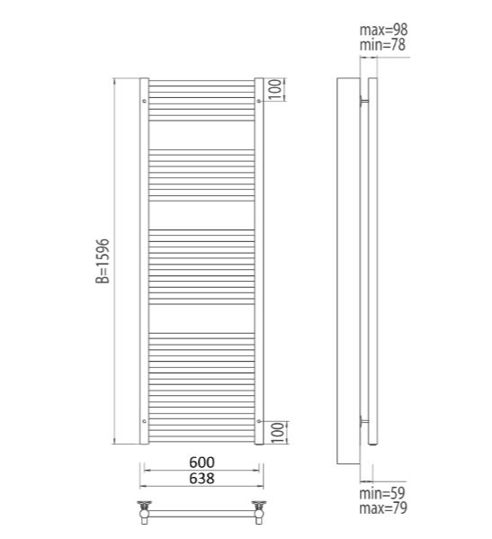Полотенцесушитель электрический Terminus Альба П26 600x1596