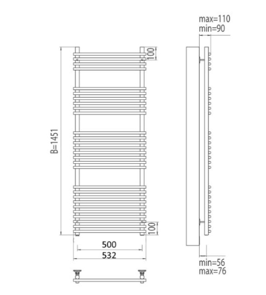 Полотенцесушитель электрический Terminus Ватра П28 500x1446