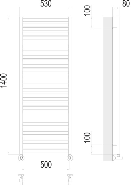 Полотенцесушитель водяной Terminus Тоскана П23 500x1400
