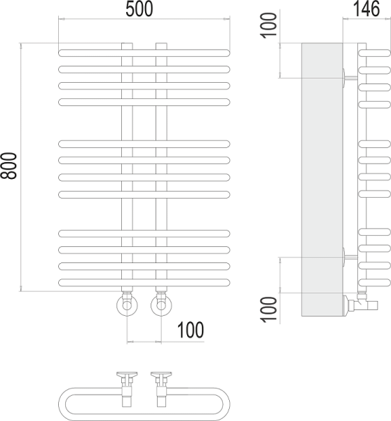 Полотенцесушитель водяной Terminus Сахара П12 500x800