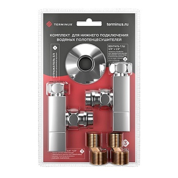 Комплект вентилей угловых квадратных Terminus 3/4х1/2 г/ш RAL9005MAT (855SCH0504K)