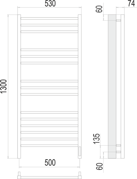 Полотенцесушитель электрический Terminus Сицилия П15 500x1300