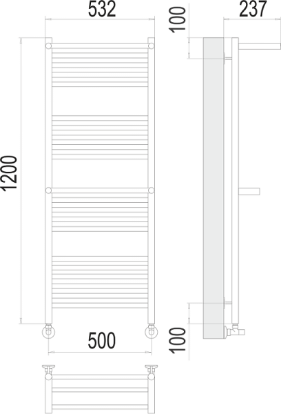 Полотенцесушитель водяной Terminus Аврора П22 500x1200 две полки