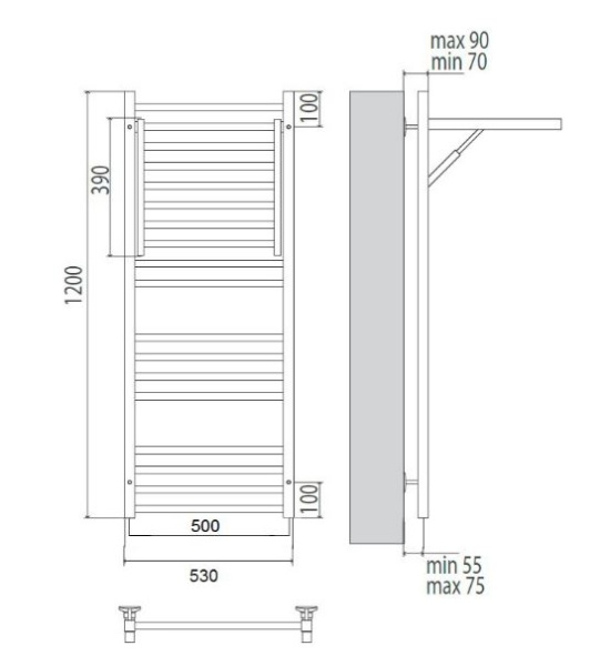 Полотенцесушитель электрический Terminus Валенсия люкс П18 500x1200