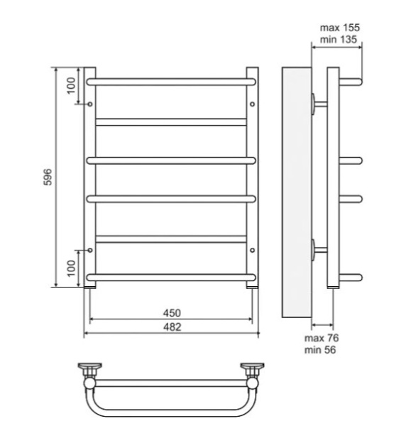 Полотенцесушитель электрический Terminus Евромикс П6 450x630