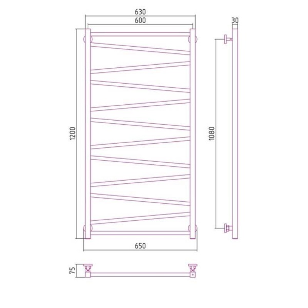 Полотенцесушитель водяной Сунержа Сирокко 1200х500 (00-0253-1250)