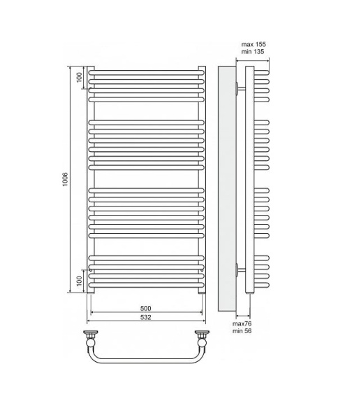 Полотенцесушитель электрический Terminus Стандарт П20 500x1006