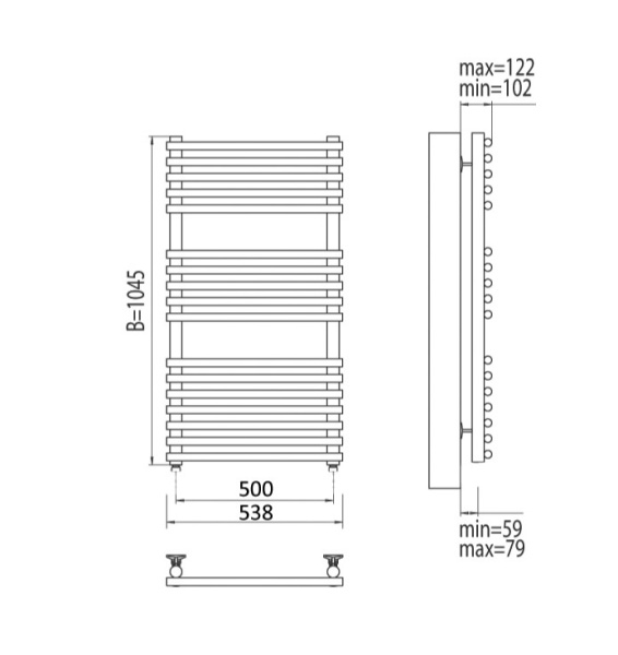 Полотенцесушитель электрический Terminus Кремона П17 500x1045