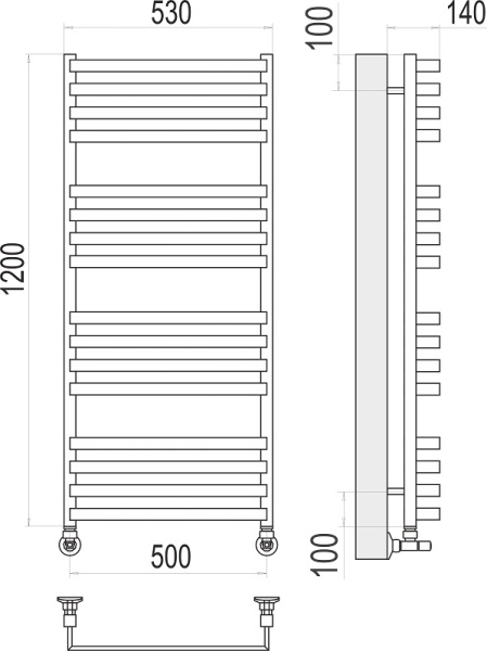 Полотенцесушитель водяной Terminus Рид П16 500x1200