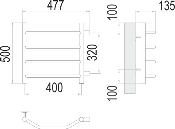Полотенцесушитель водяной Terminus Виктория П4 400x500 бп320