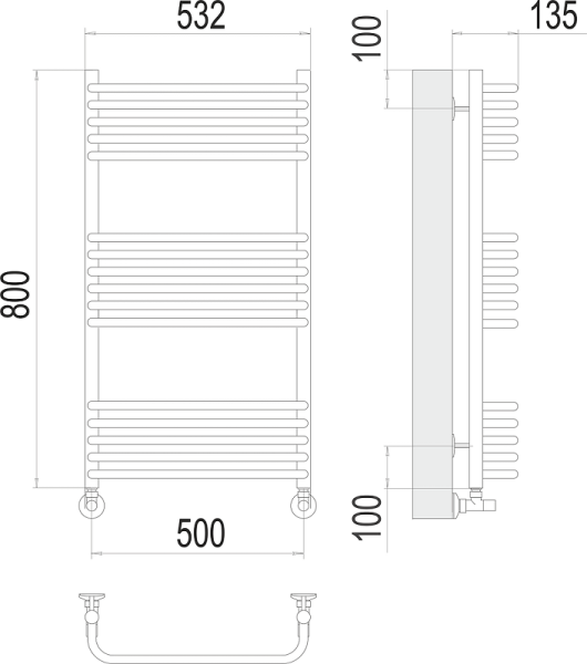 Полотенцесушитель водяной Terminus Стандарт П16 500x800