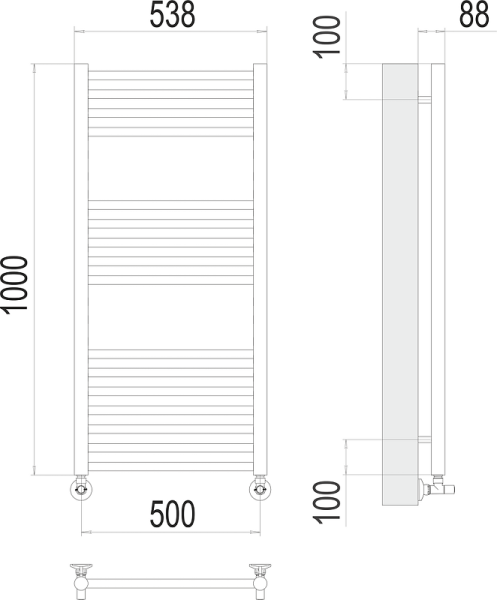 Полотенцесушитель водяной Terminus Альба П16 500x1000