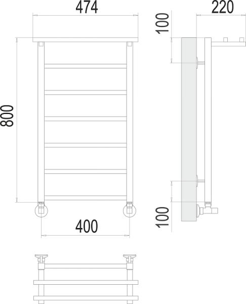 Полотенцесушитель водяной Terminus Контур П7 400x800 с полкой
