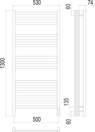 Полотенцесушитель электрический Terminus Ното П15 500x1300
