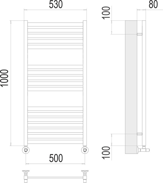 Полотенцесушитель водяной Terminus Тоскана П17 500x1000