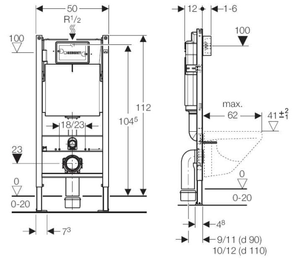 Инсталляция для подвесного унитаза Geberit Duofix (458.122.11.1)