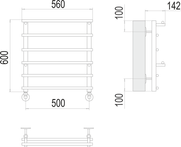 Полотенцесушитель водяной Terminus Вента П6 500x600