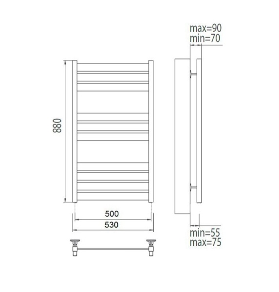Полотенцесушитель электрический Terminus Люкс Латтэ П10 500x880