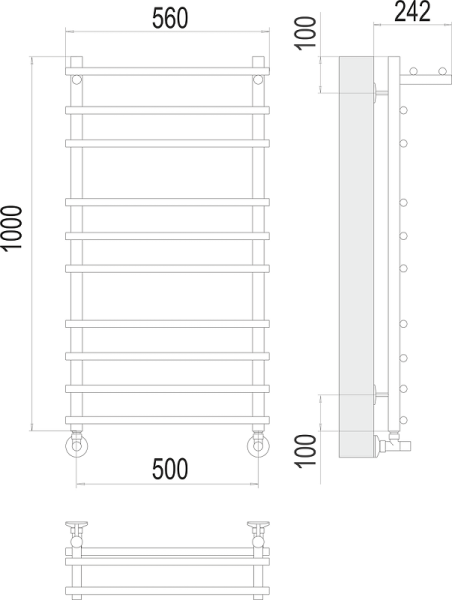 Полотенцесушитель водяной Terminus Ватра П10 500x1000 с полкой