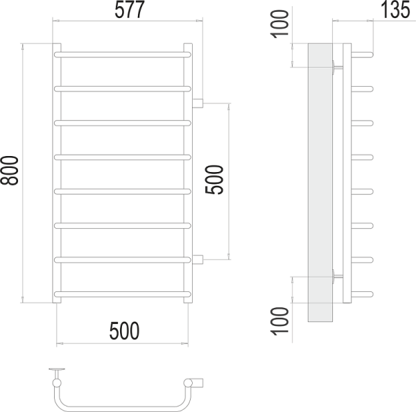 Полотенцесушитель водяной Terminus Стандарт П8 500x800 бп500