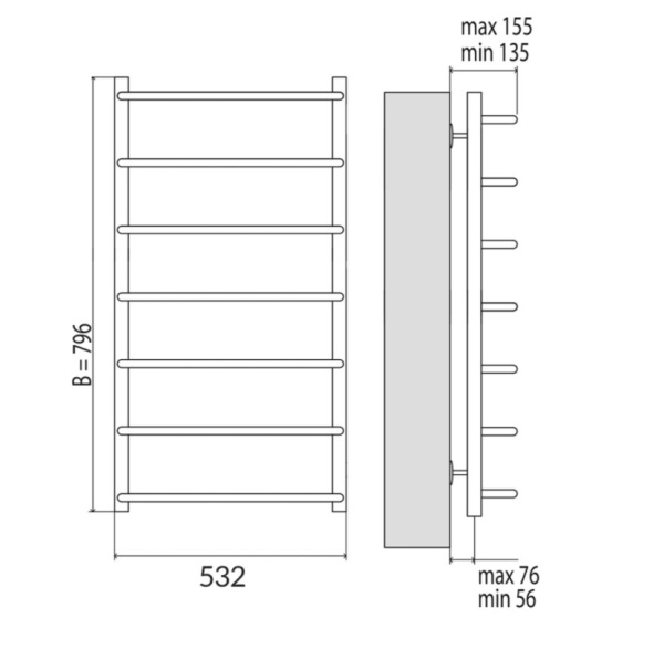 Полотенцесушитель электрический Terminus Стандарт П7 500x830