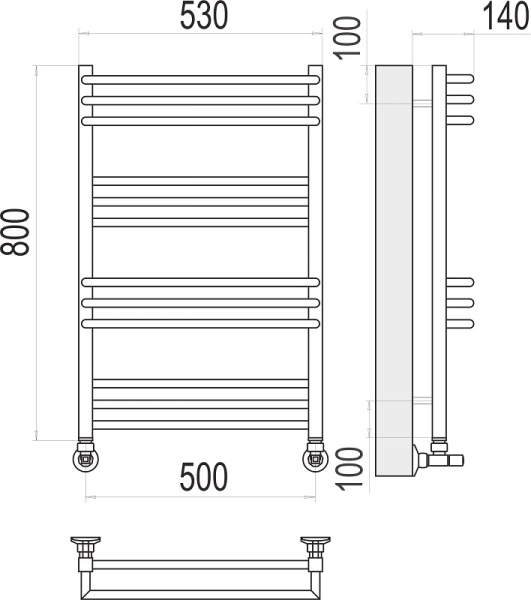 Полотенцесушитель водяной Terminus Кельн П12 500x800