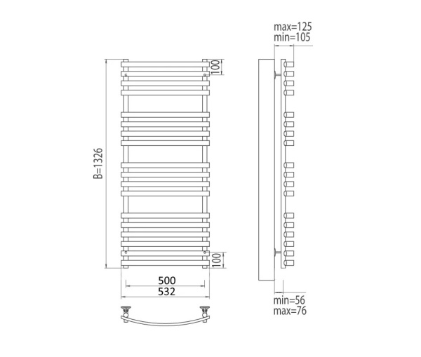 Полотенцесушитель электрический Terminus Капри П18 500x1326
