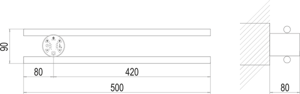 Полотенцесушитель электрический Terminus Полка П2 КРУГ 500x90