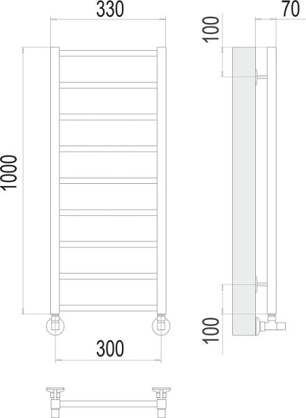 Полотенцесушитель водяной Terminus Контур П9 300x1000