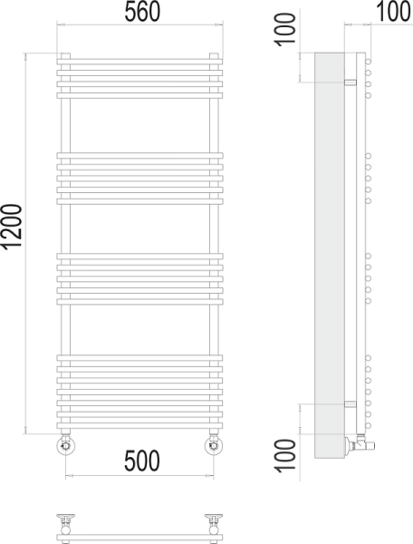 Полотенцесушитель водяной Terminus Ватра П21 500x1200