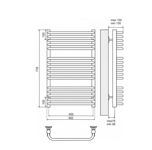 Полотенцесушитель электрический Terminus Стандарт П16 450x778