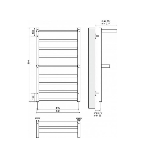 Полотенцесушитель электрический Terminus Хендрикс с полкой П9 500х896