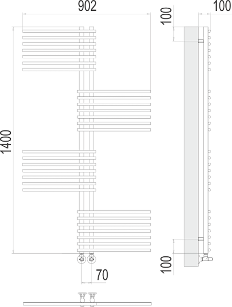 Полотенцесушитель водяной Terminus Европа П28 70x1400