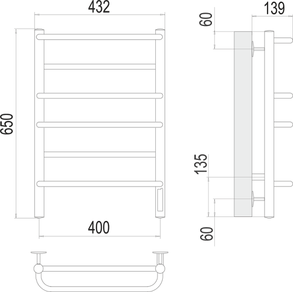 Полотенцесушитель электрический Terminus Евромикс П6 400x650