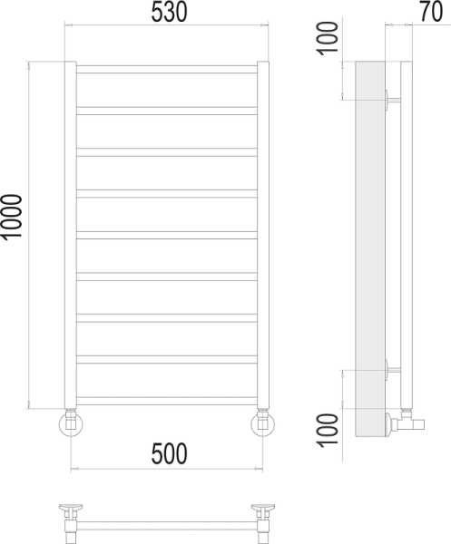 Полотенцесушитель водяной Terminus Контур П9 500x1000