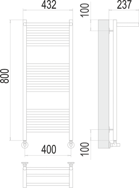 Полотенцесушитель водяной Terminus Аврора П16 400x800 с полкой