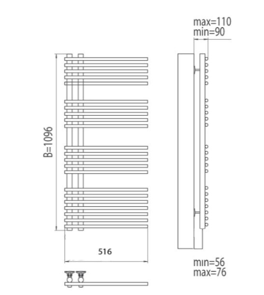 Полотенцесушитель электрический Terminus Астра П22 500x1096