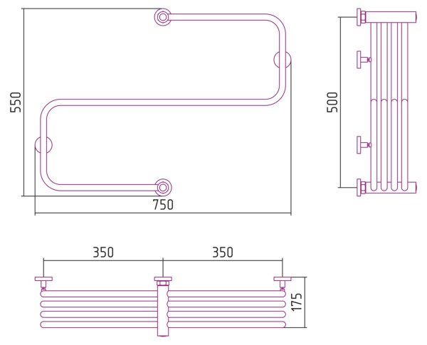 Полотенцесушитель водяной Сунержа Фабула 500x700 (00-0125-5070)