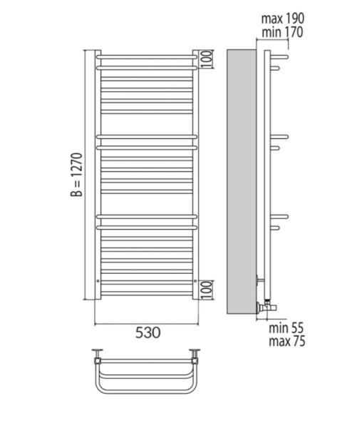 Полотенцесушитель электрический Terminus Орион П20 500x1270