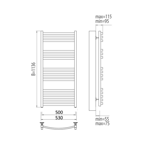 Полотенцесушитель электрический Terminus Палермо П15 500x1136