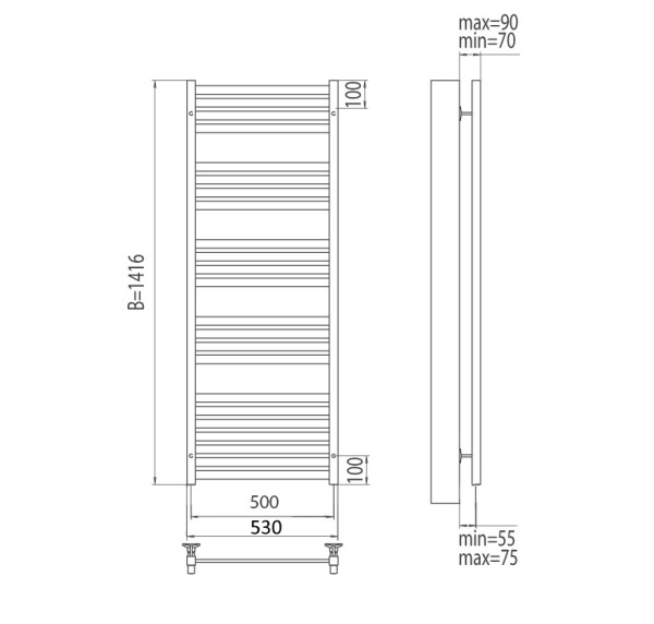 Полотенцесушитель электрический Terminus Тоскана П23 500x1416